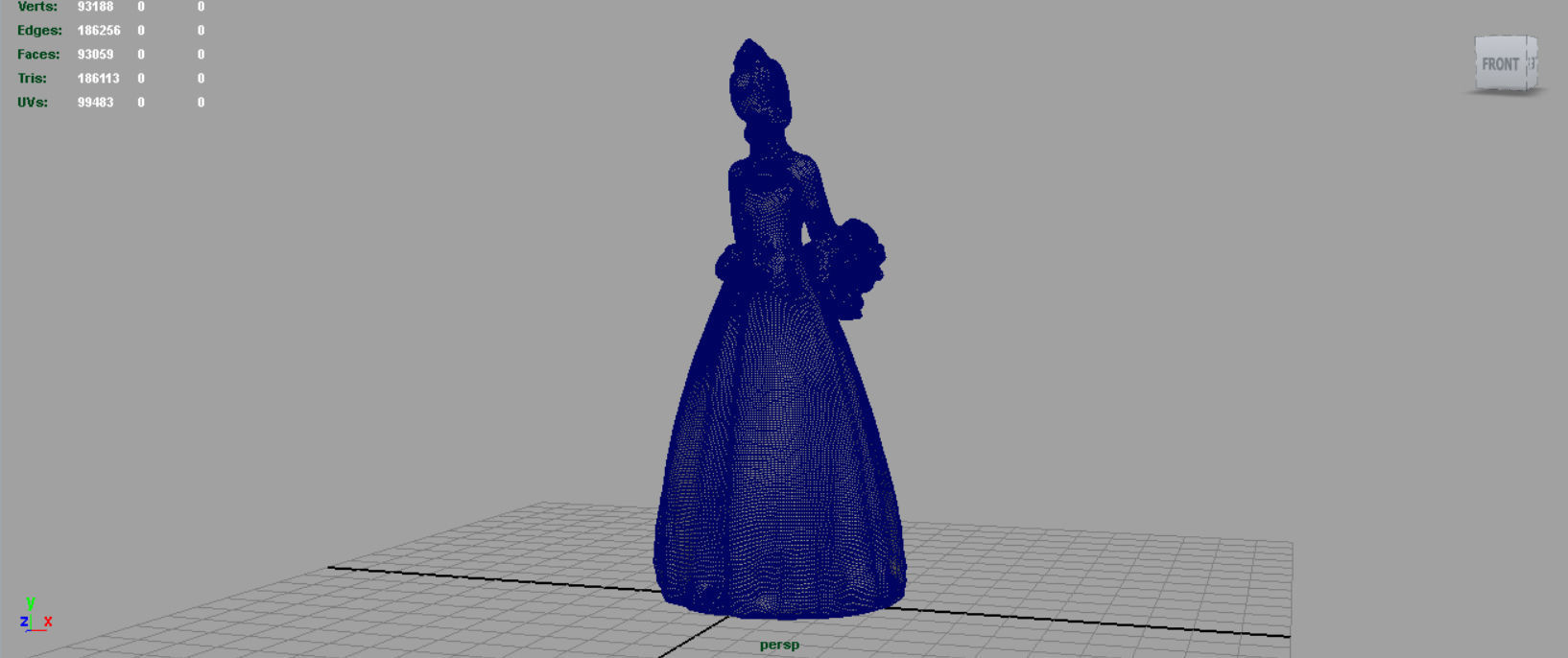 Bride in wedding dress Low-poly 3D model_10