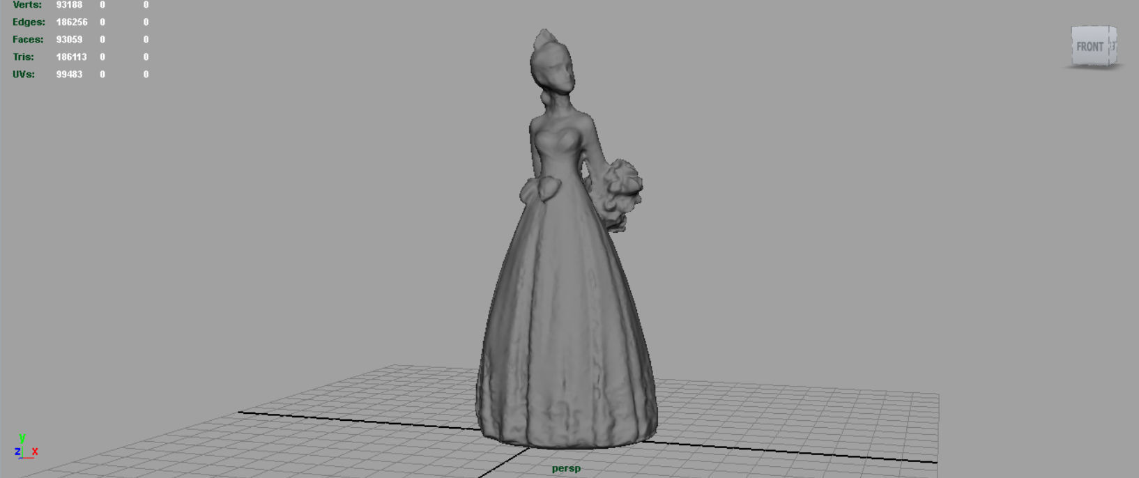 Bride in wedding dress Low-poly 3D model_11