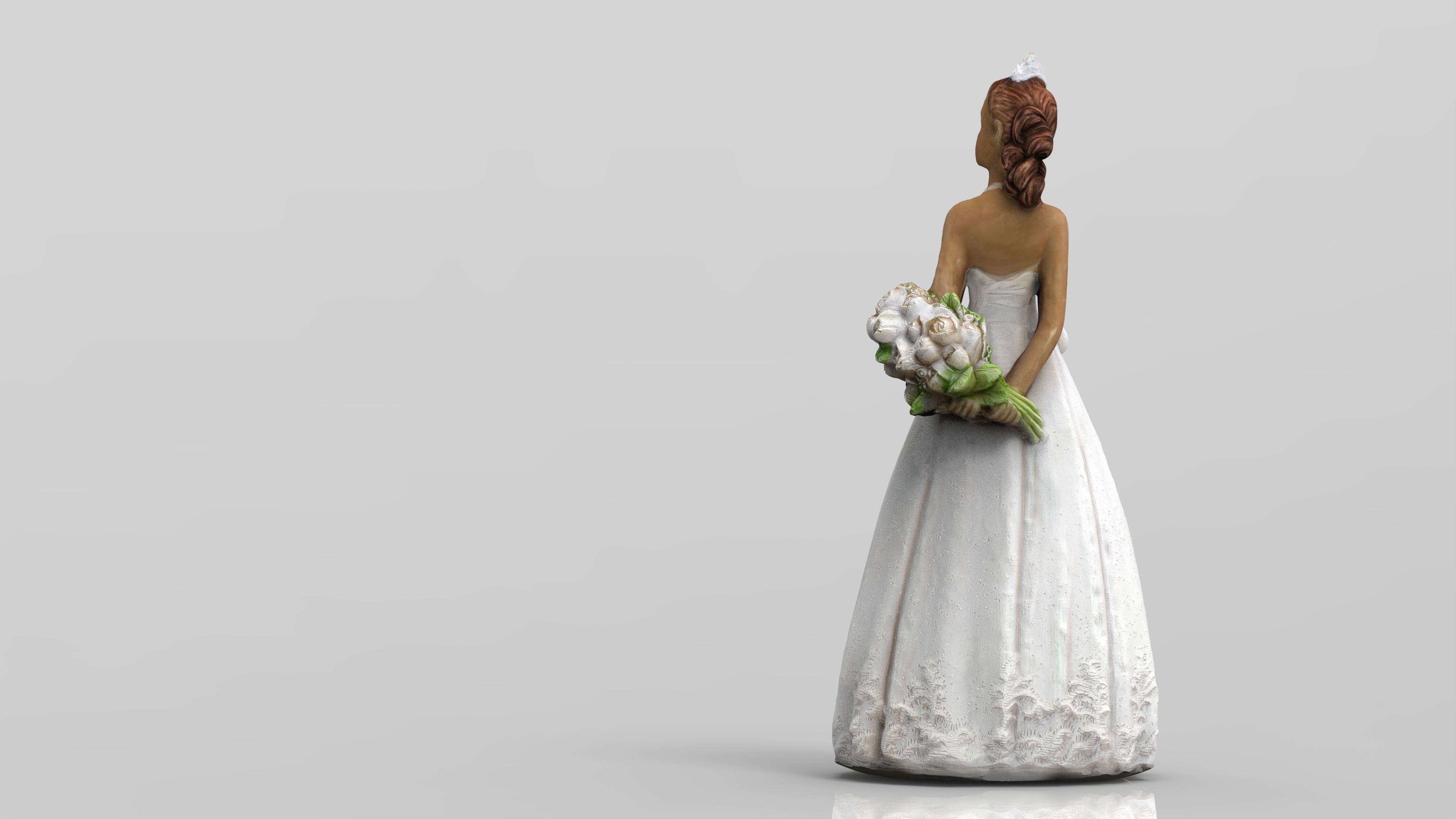 Bride in wedding dress Low-poly 3D model_7