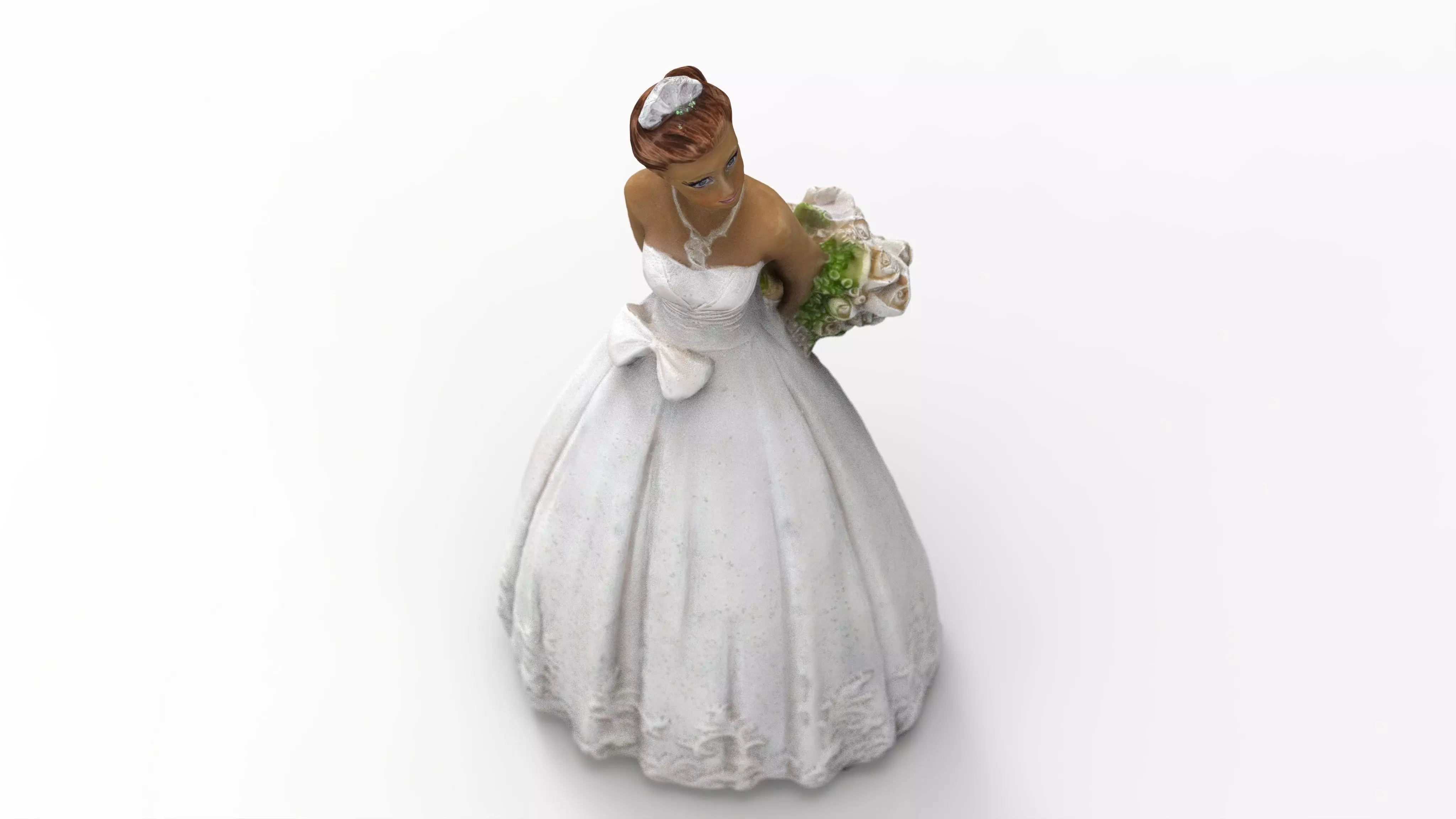 Bride in wedding dress Low-poly 3D model_0