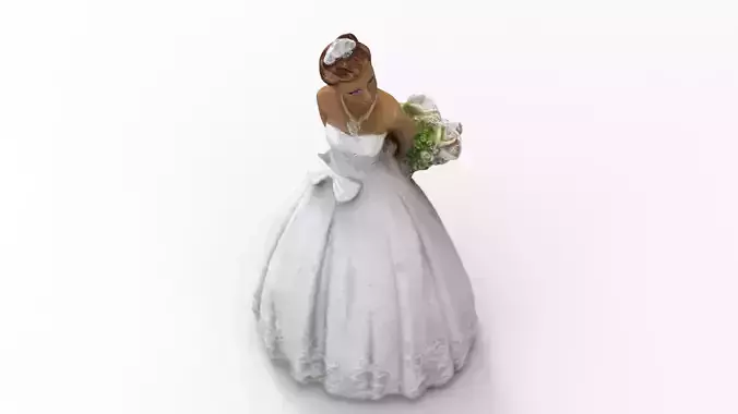 Bride in wedding dress Low-poly 3D model