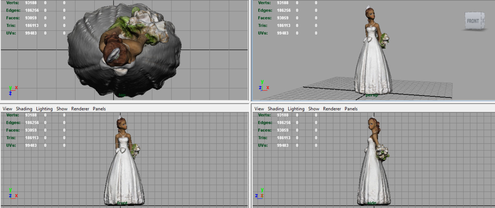 Bride in wedding dress Low-poly 3D model_9