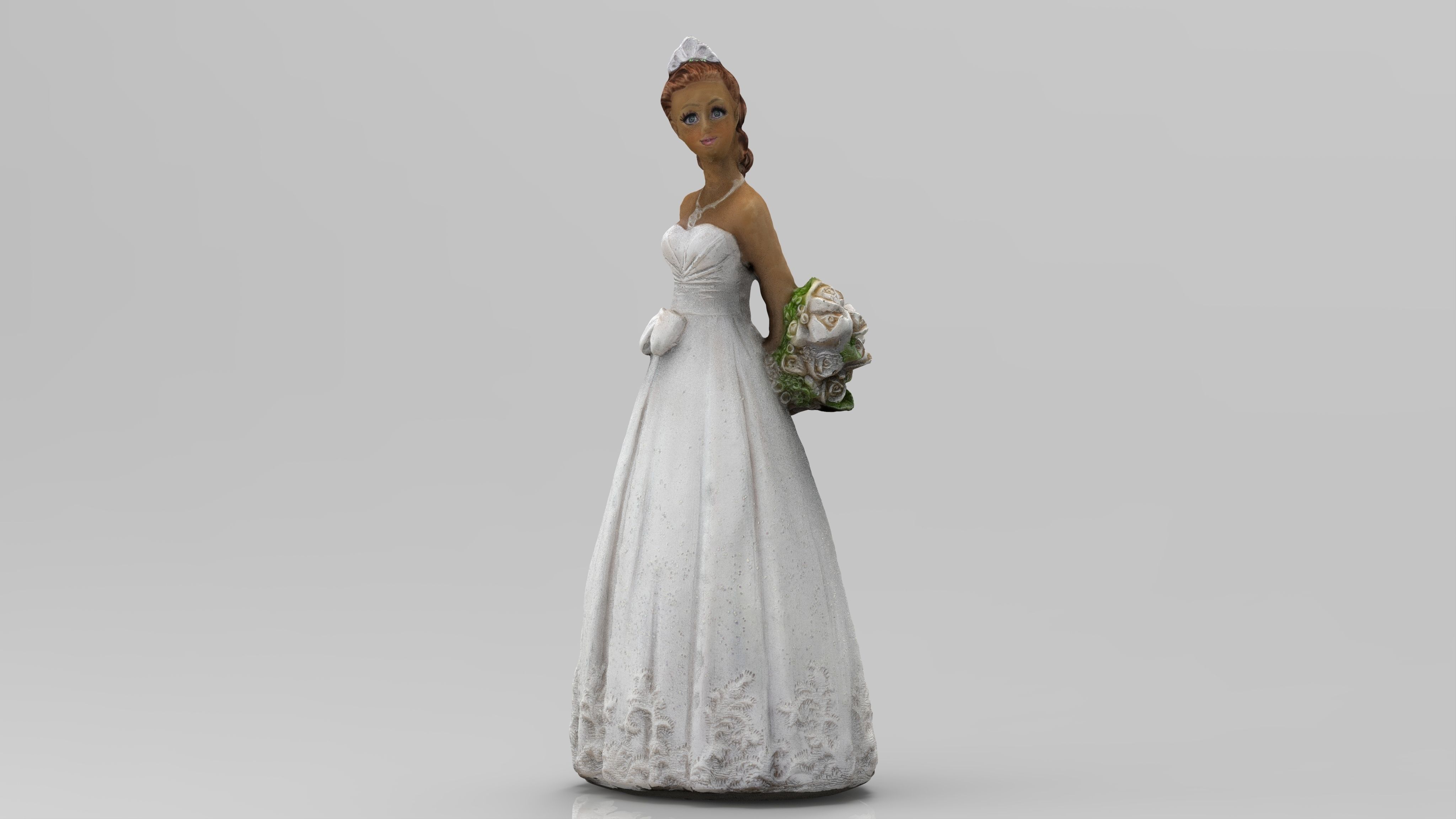 Bride in wedding dress Low-poly 3D model_2
