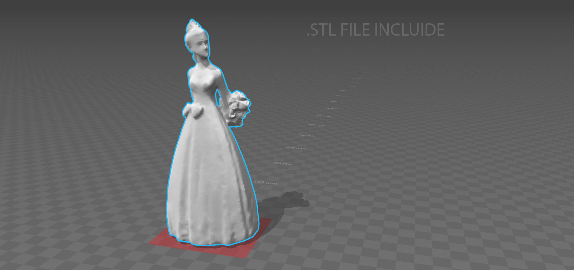 Bride in wedding dress Low-poly 3D model_23