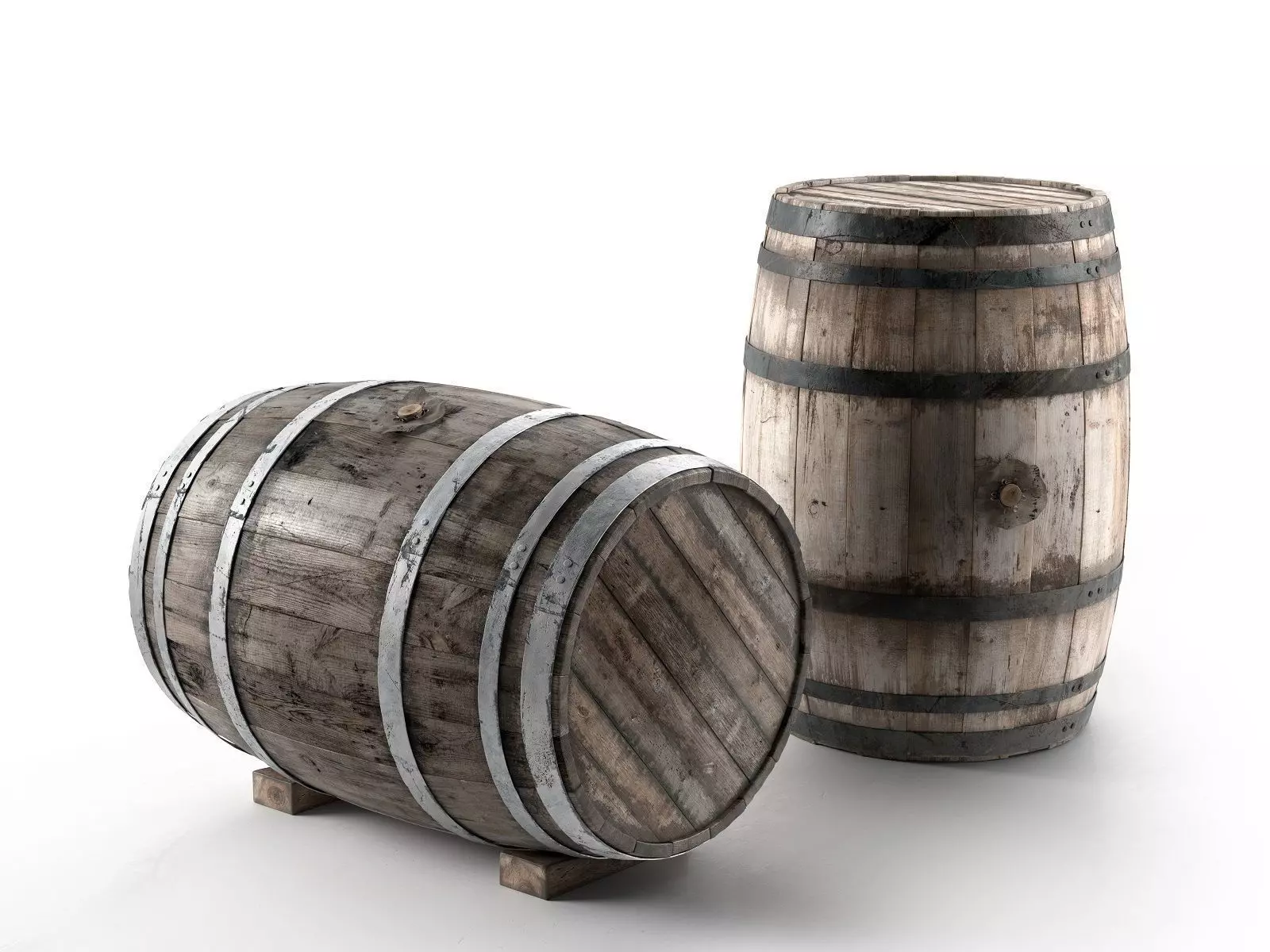 Wooden Barrel 3D model_0