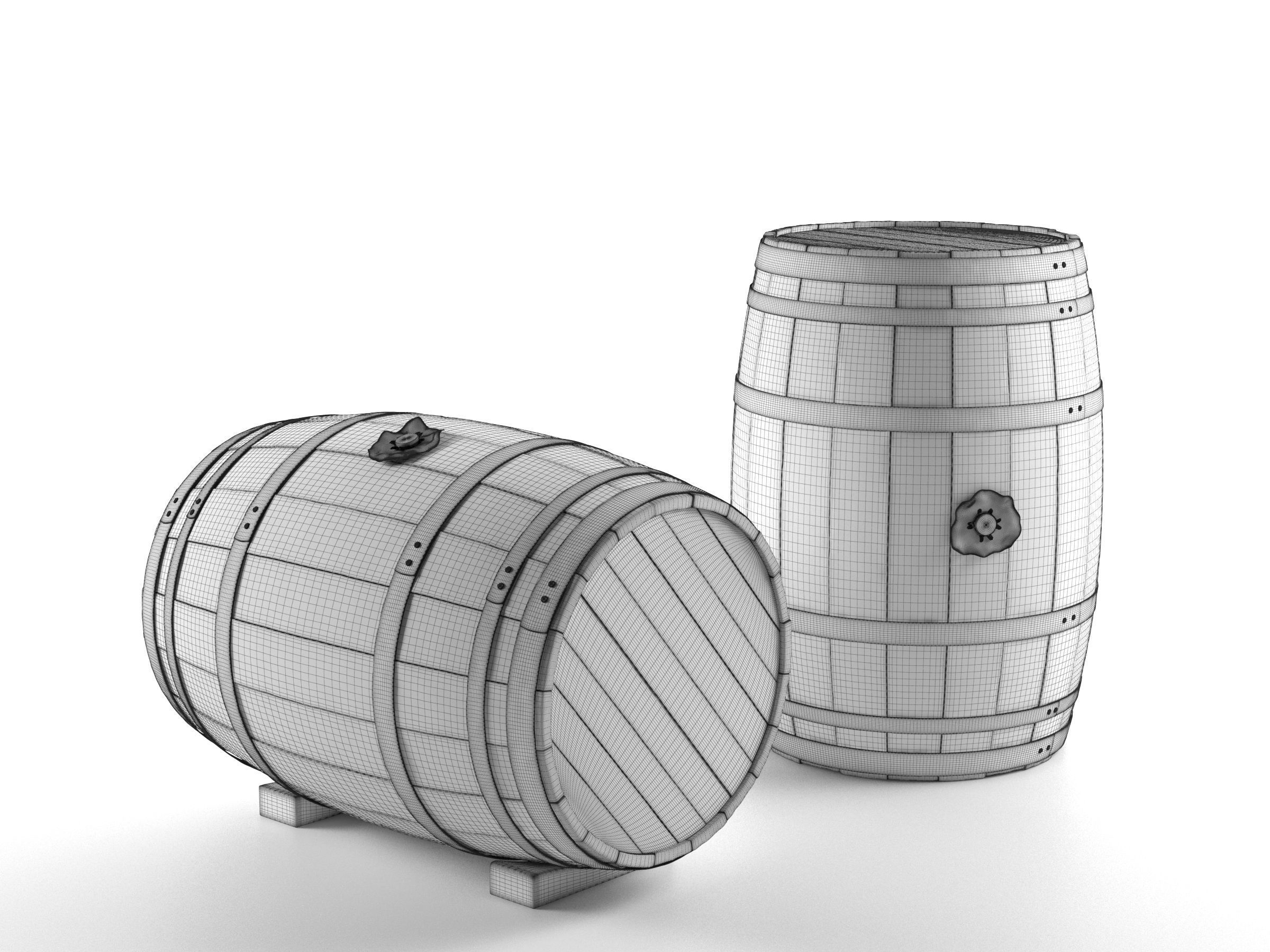 Wooden Barrel 3D model_1