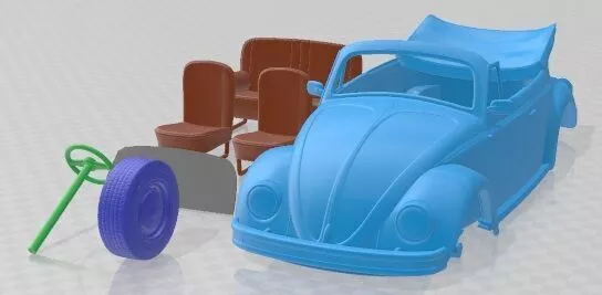 Volkswagen Beetle 1980 Convertible Printable Car 3D print model