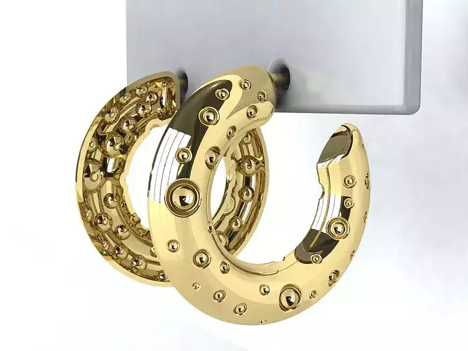 Chunky Stylish Perforated Trendy Stud Earrings Small Version