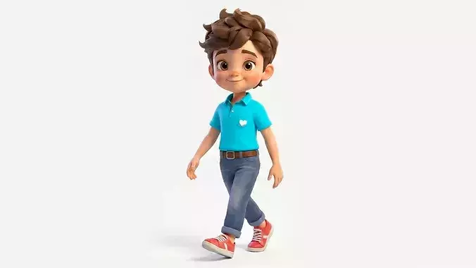 Cartoon Boy Kid 3D Character Stylized Child Rigged 