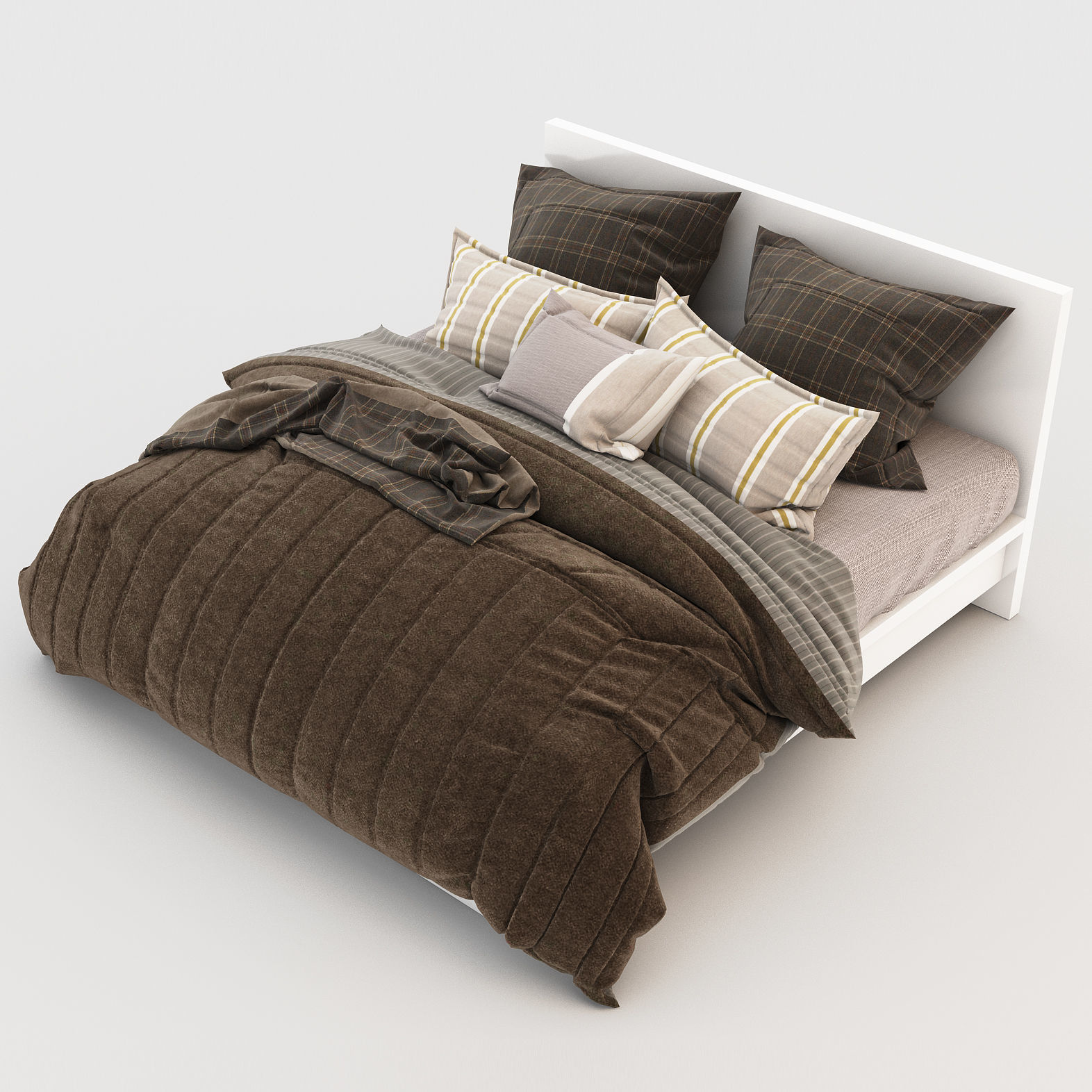 Bed collection with pillows and blankets 3D model_2