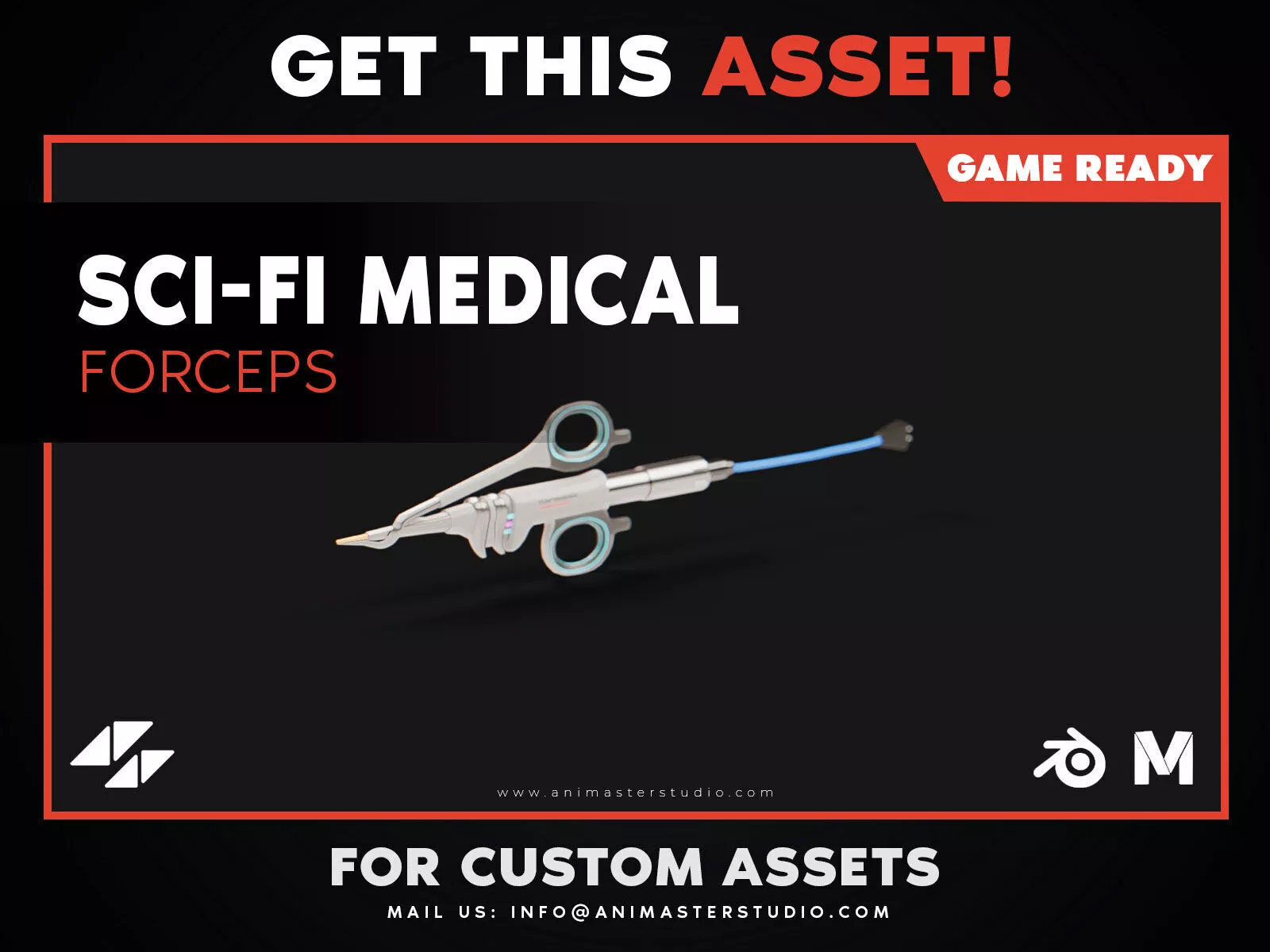 Sci-Fi Medical Forceps Low-poly 3D model