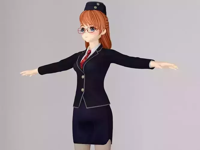 T pose nonriged model of Chiyo anime girl 