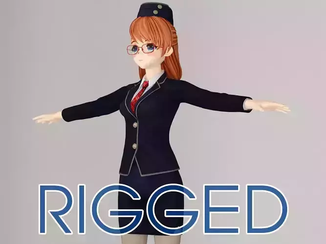 T pose rigged model of Chiyo anime girl