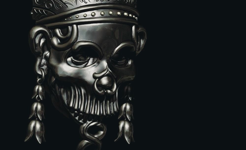 Pendant skull aztec 3D print model_1