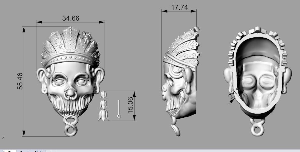 Pendant skull aztec 3D print model_6