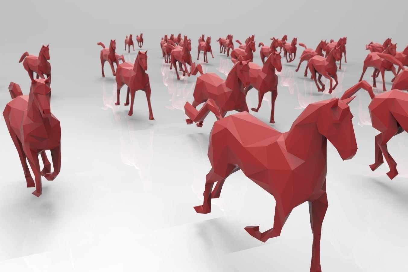 Low poly running horses - 23pcs posed Low-poly 3D model_6