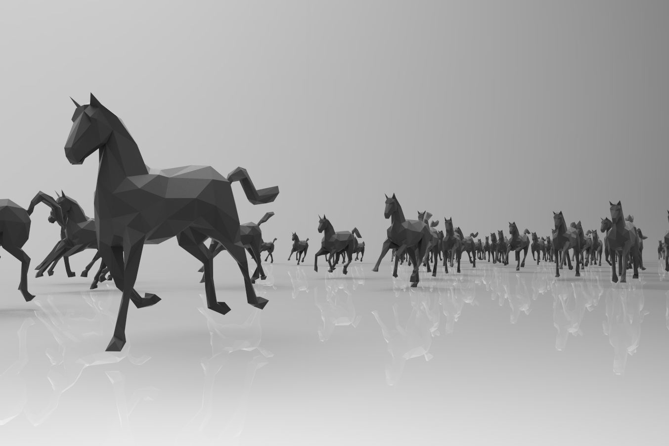 Low poly running horses - 23pcs posed Low-poly 3D model_5