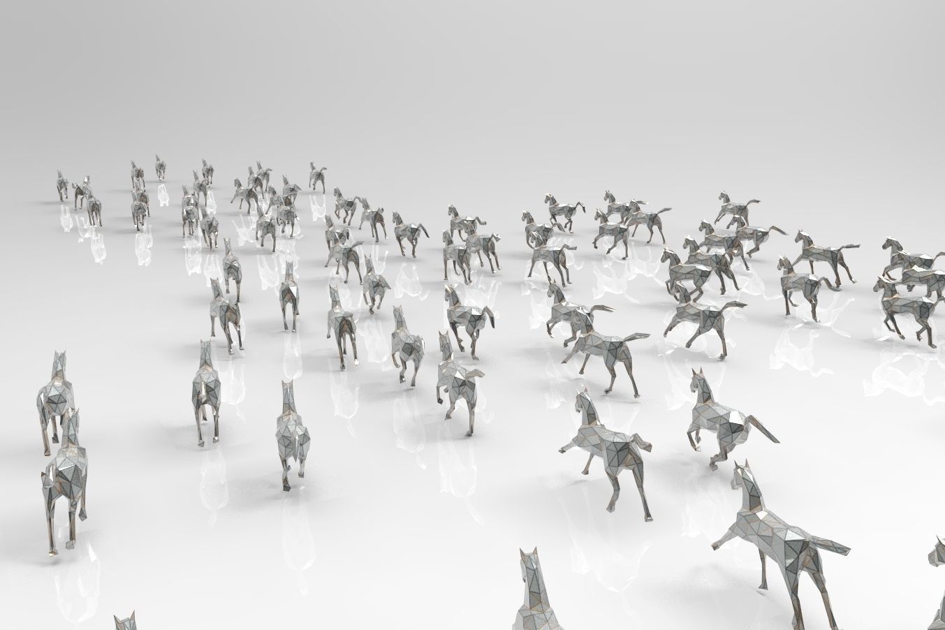 Low poly running horses - 23pcs posed Low-poly 3D model_9