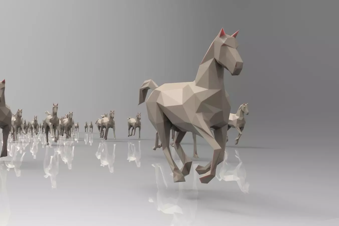 Low poly running horses - 23pcs posed Low-poly 3D model_0