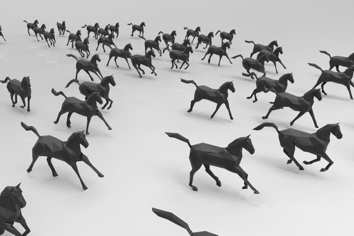 Low poly running horses - 23pcs posed Low-poly 3D model_3