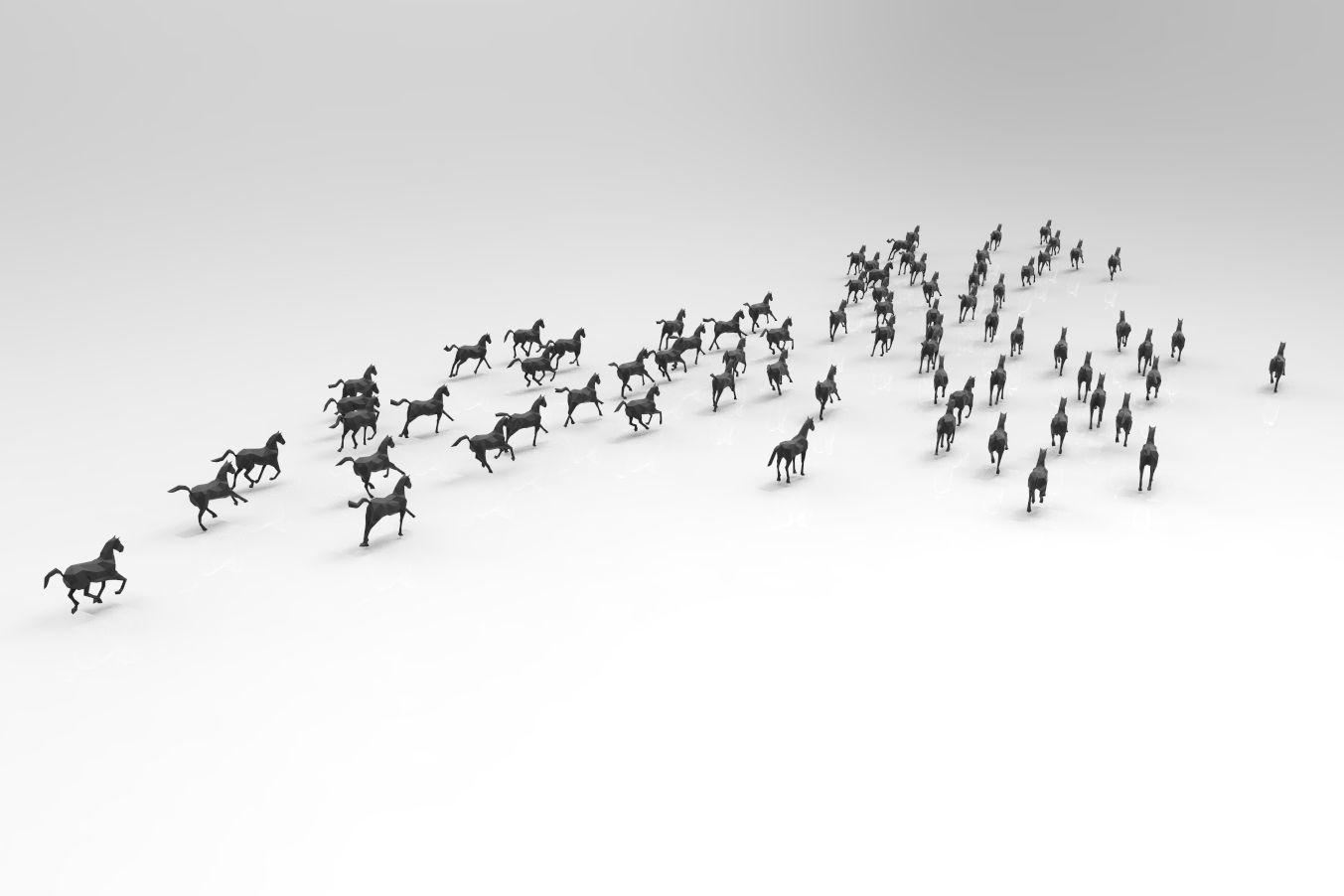 Low poly running horses - 23pcs posed Low-poly 3D model_2