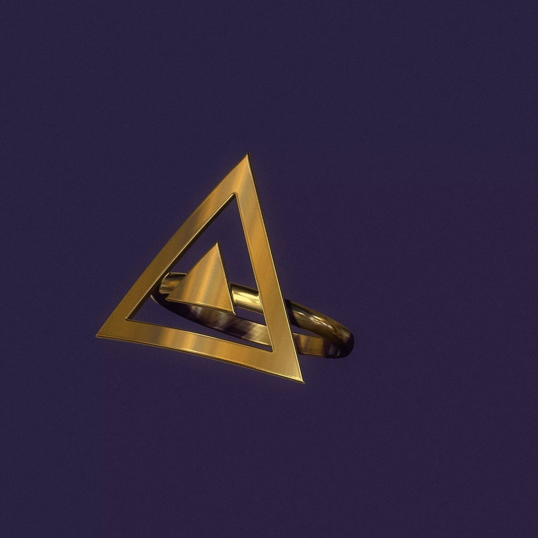 Triangle ring for gold and silver casting 3D print model