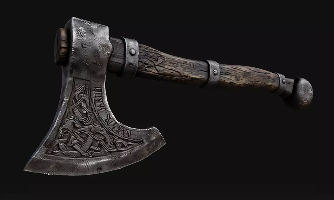 Viking Battle Axe Low-poly 3D model