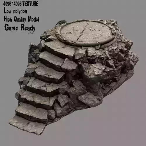 Temple stone staircase on rock