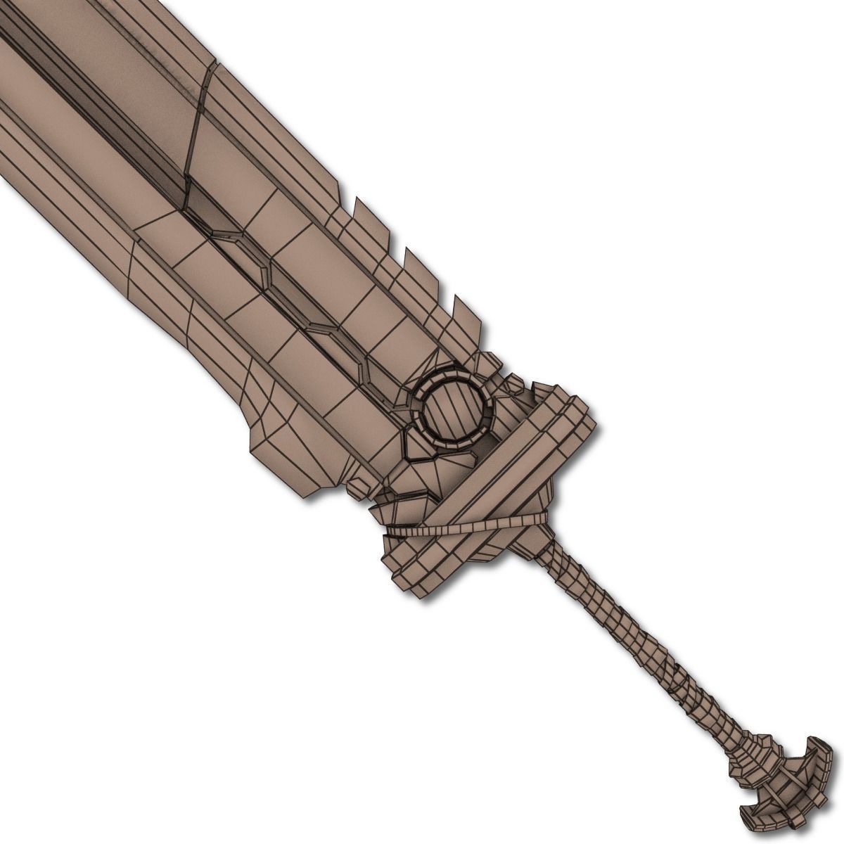 Heavy Full Metal Sword Low-poly 3D model_14