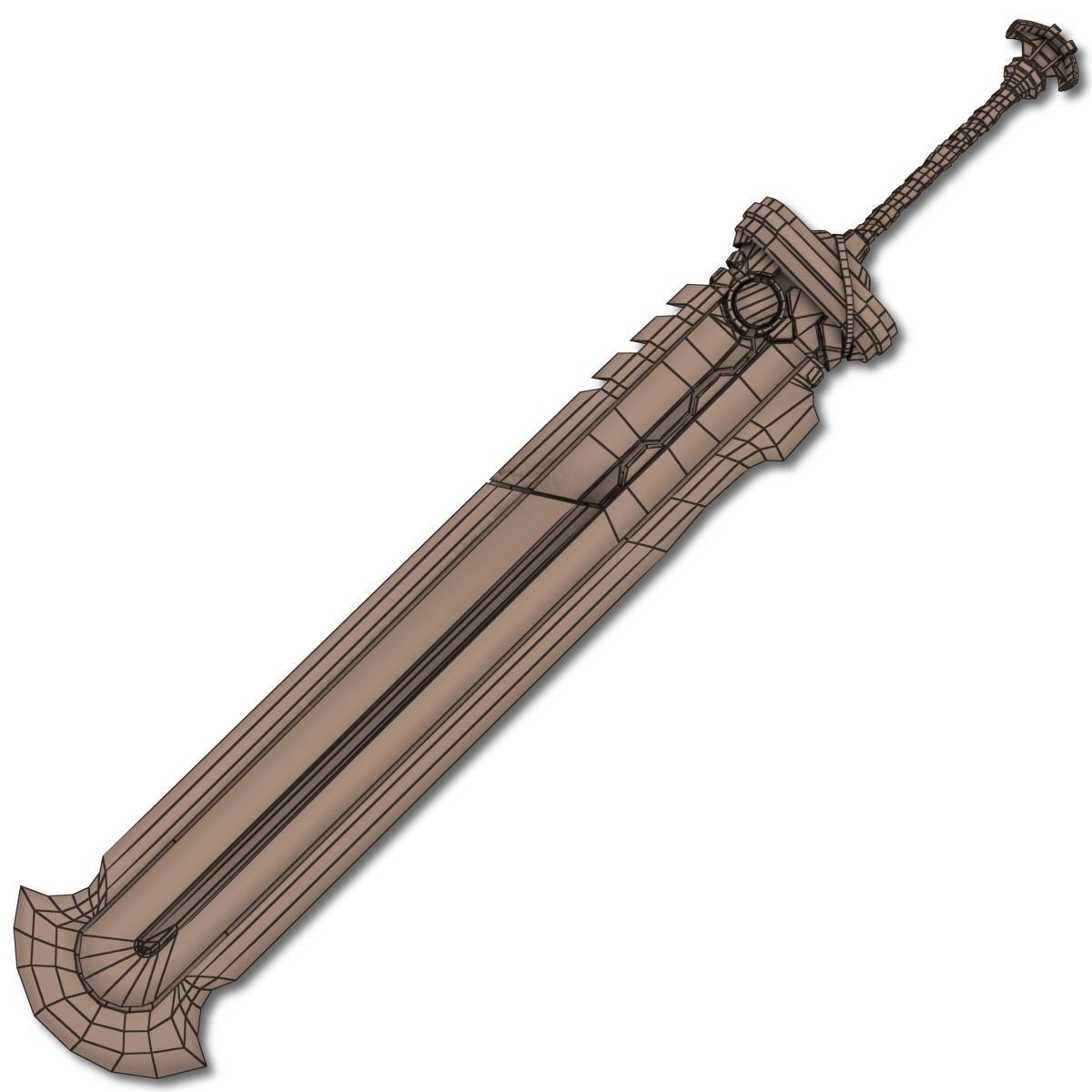 Heavy Full Metal Sword Low-poly 3D model_13
