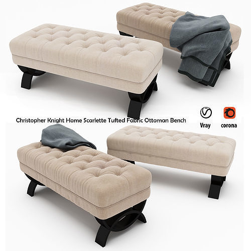 Christopher Knight Home Scarlette Tufted Fabric Ottoman Bench Low-poly 3D model