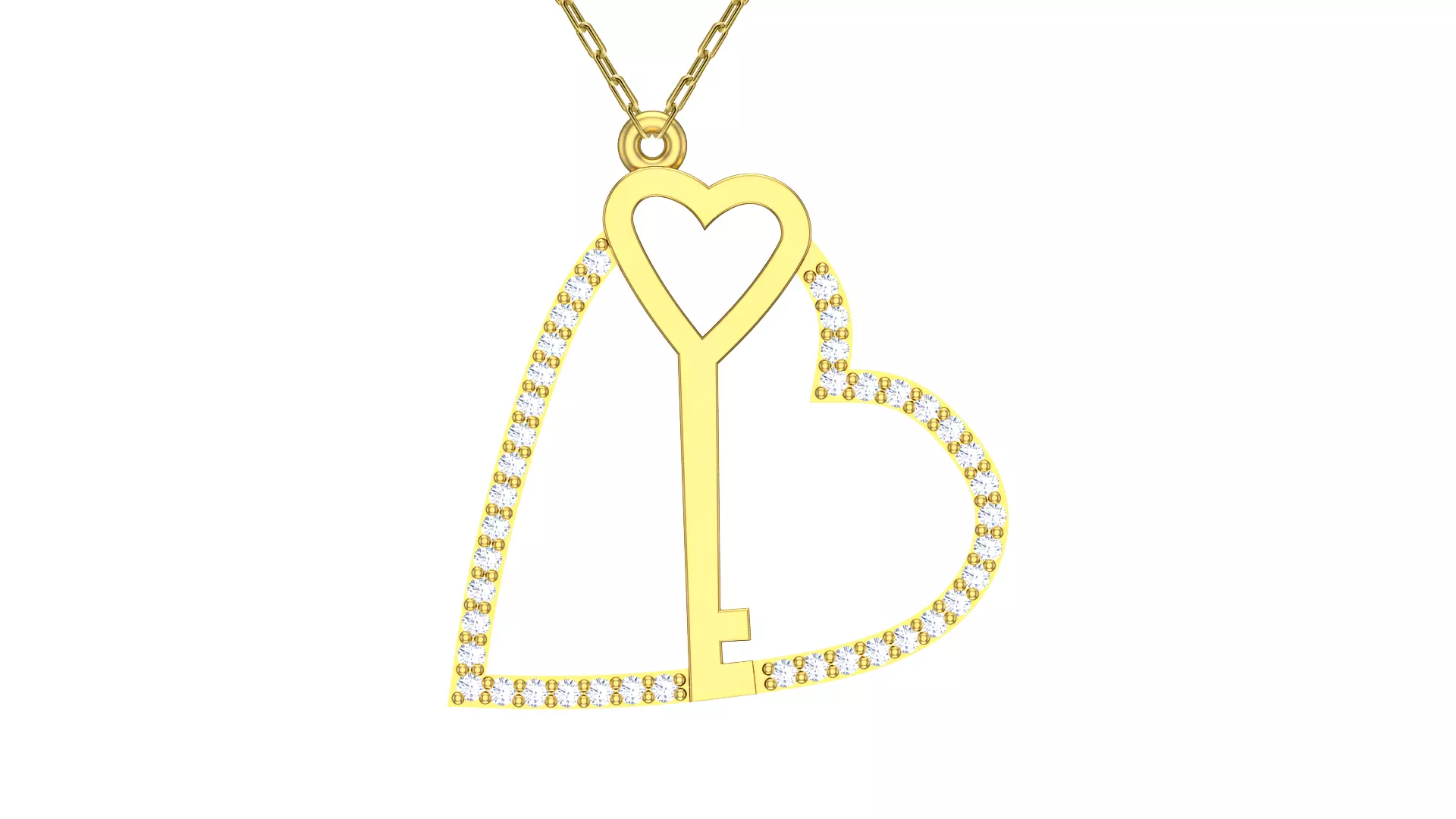 Heart Lock Gold Pendant Ready for Production CAD JPCO-109 3D print model