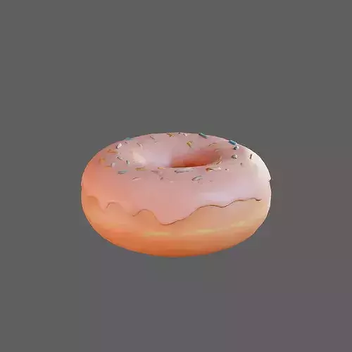 Realistic Pink Frosted Donut with Sprinkles 3D Model