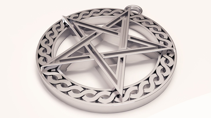 Pentagram pendant in circle 3D print model