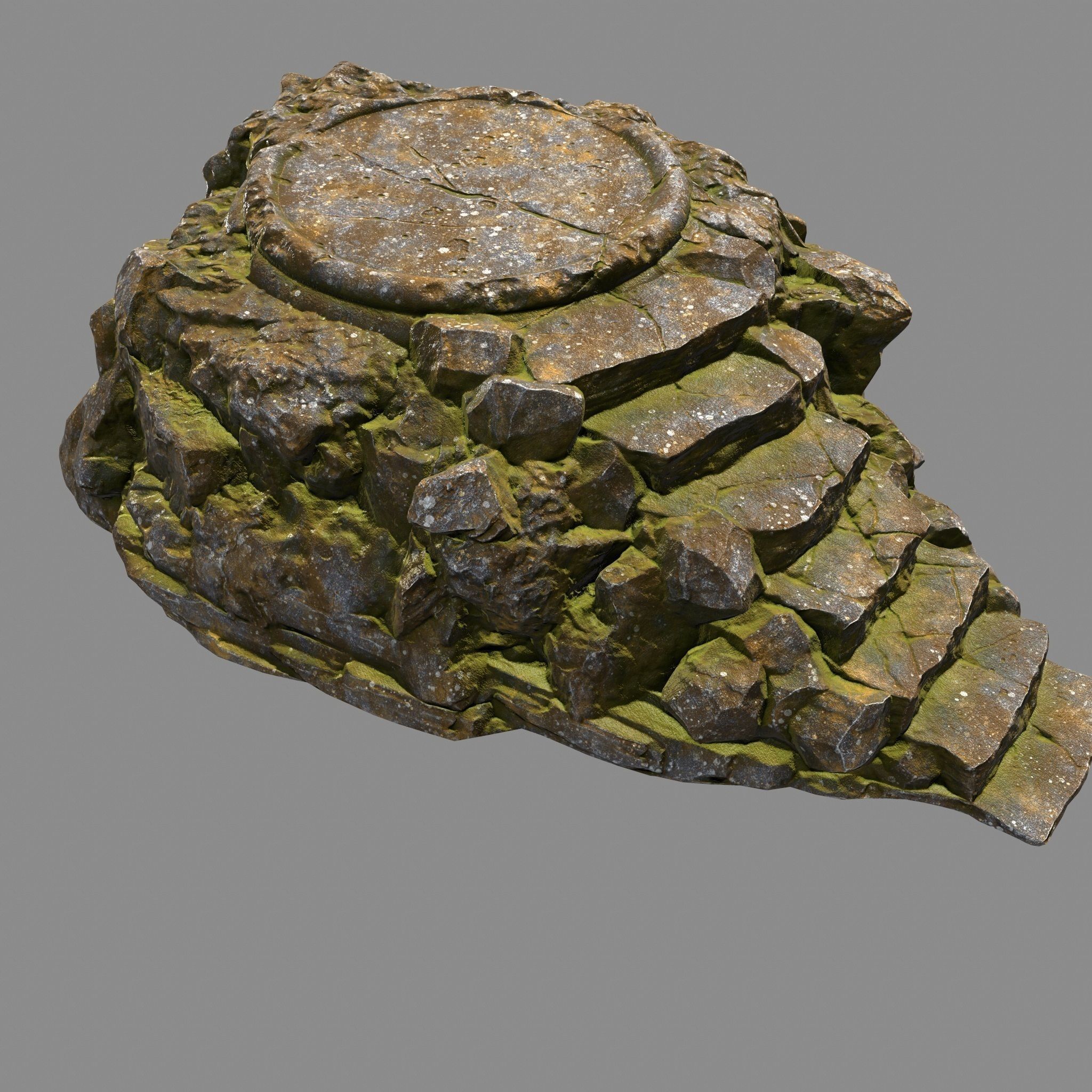 Temple rock with steps Low-poly 3D model_3