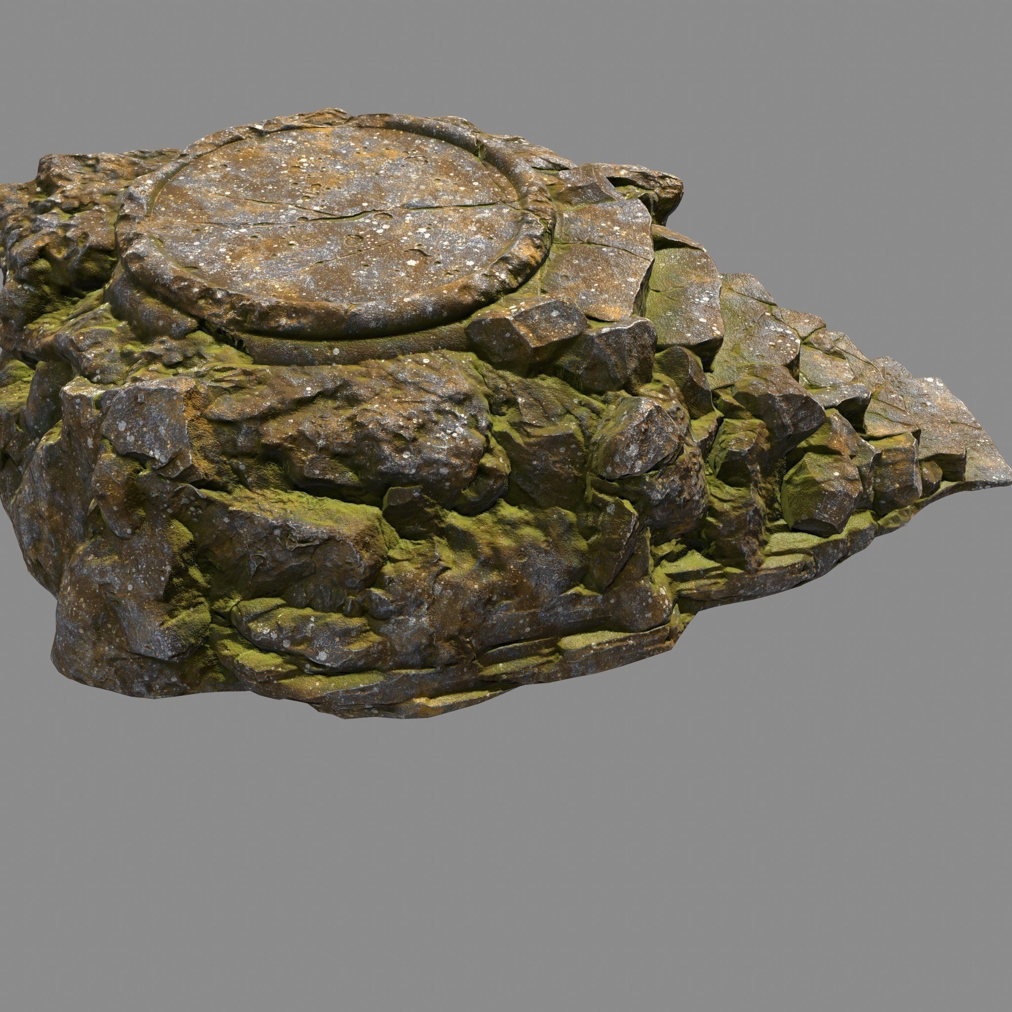 Temple rock with steps Low-poly 3D model_12