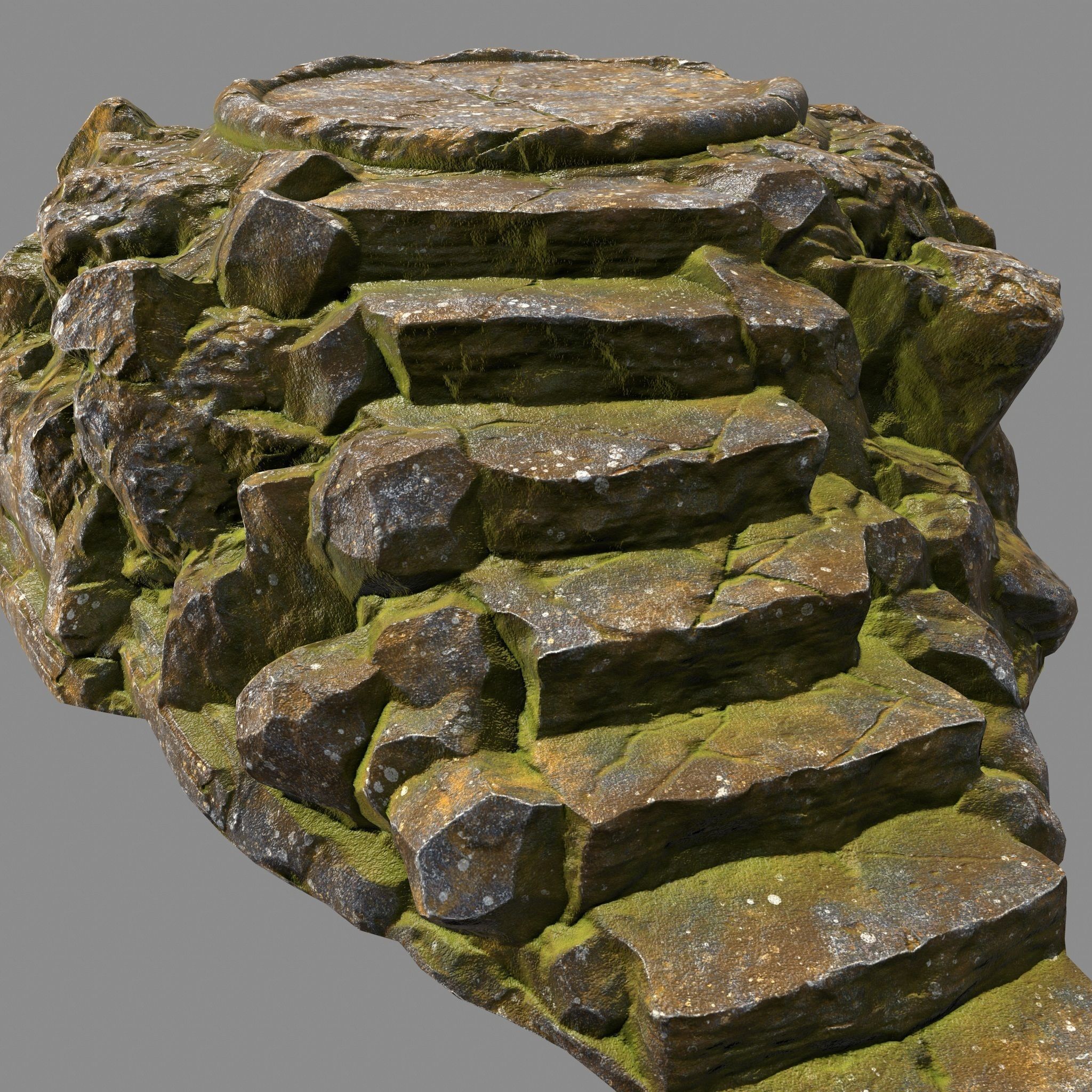 Temple rock with steps Low-poly 3D model_2