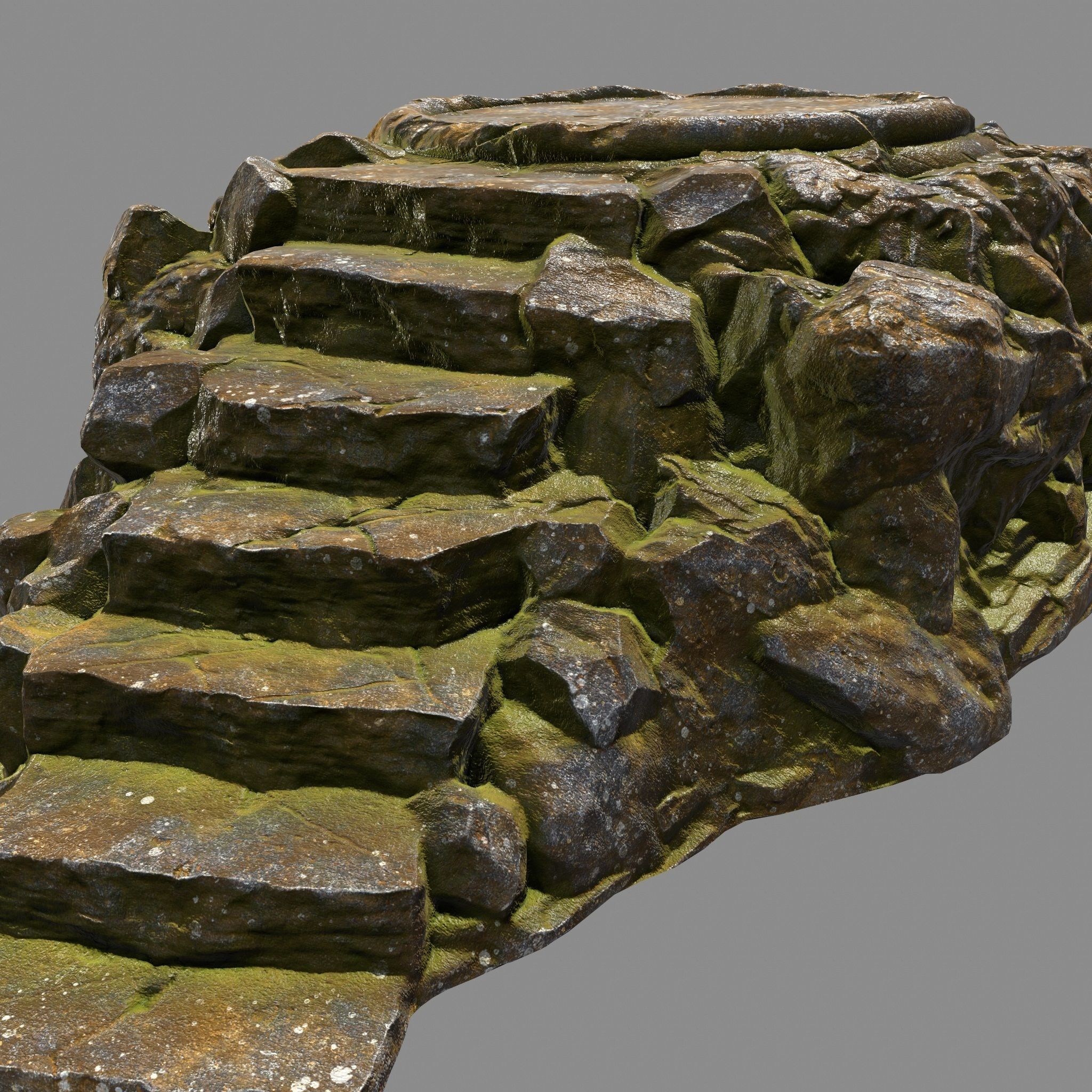 Temple rock with steps Low-poly 3D model_4