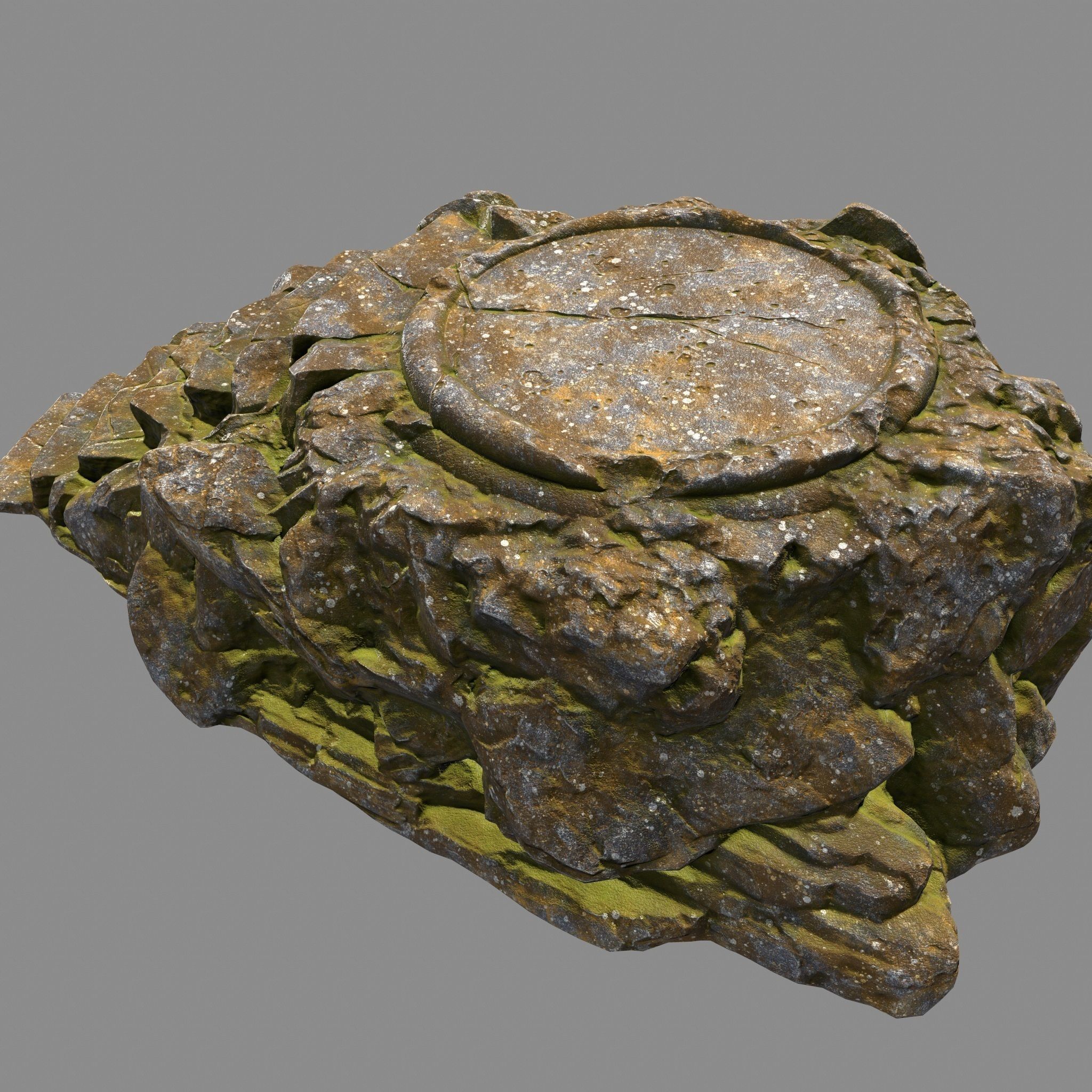 Temple rock with steps Low-poly 3D model_10