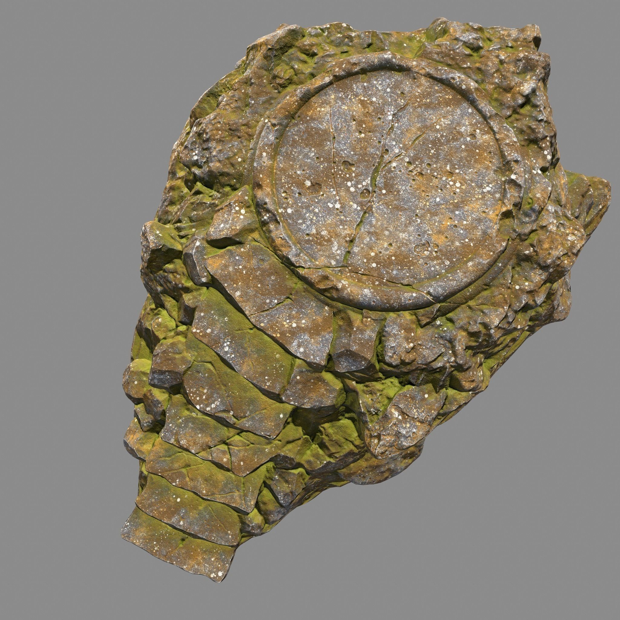 Temple rock with steps Low-poly 3D model_6