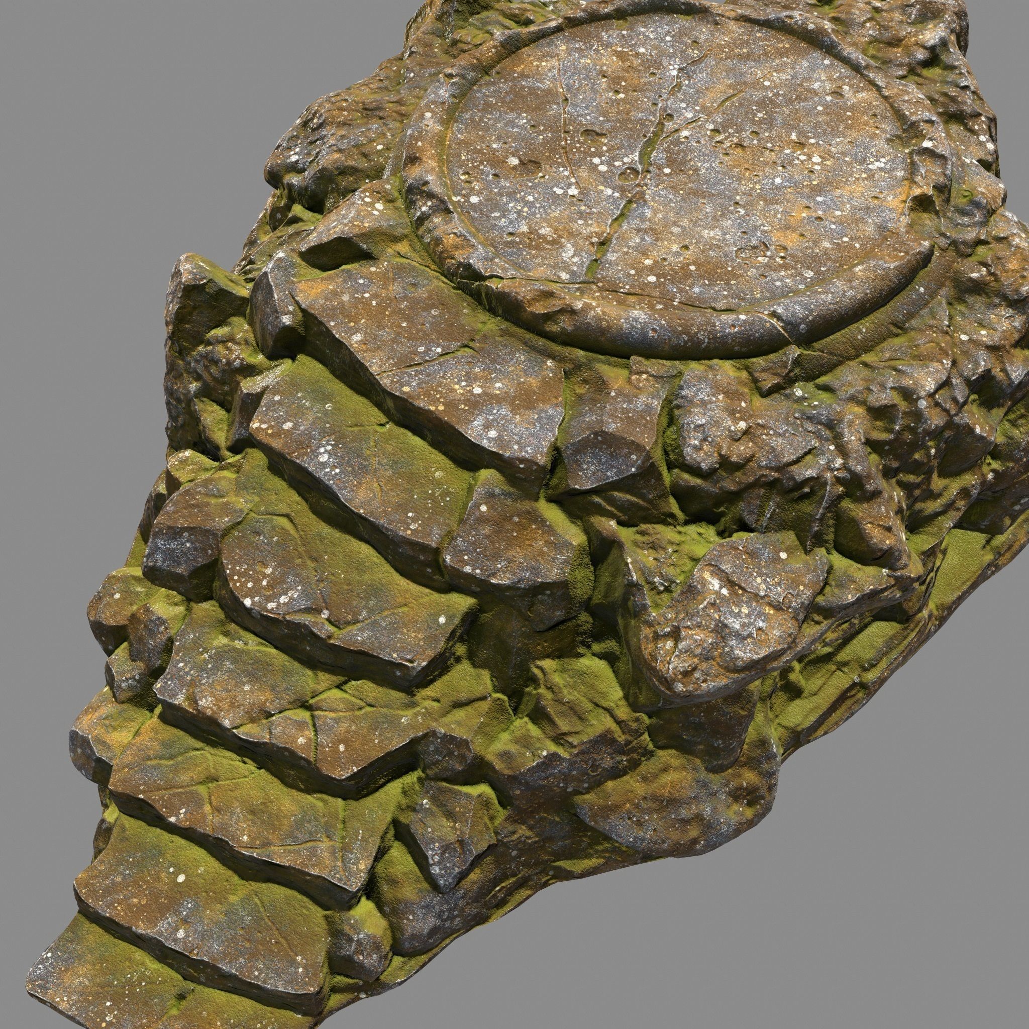 Temple rock with steps Low-poly 3D model_8