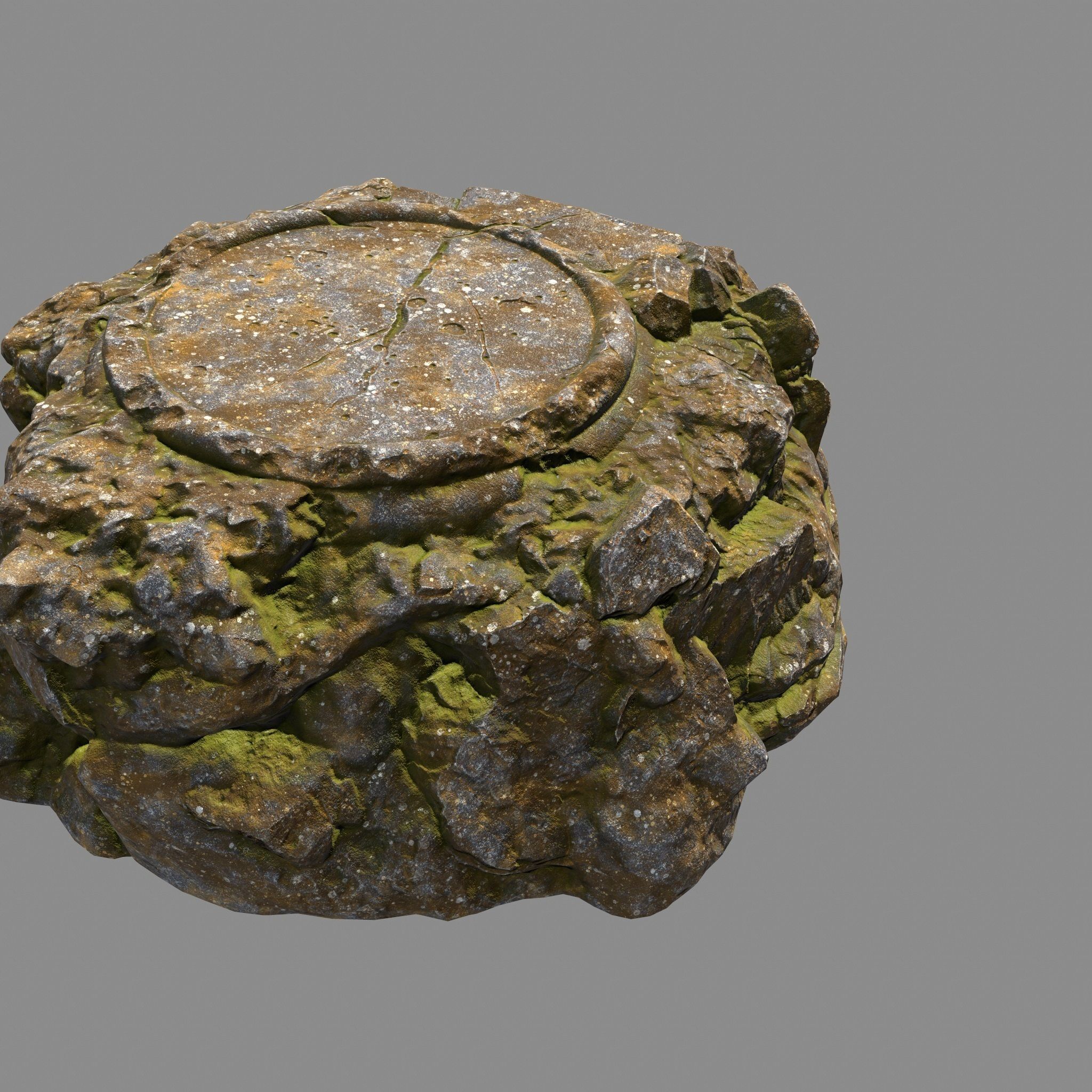 Temple rock with steps Low-poly 3D model_13