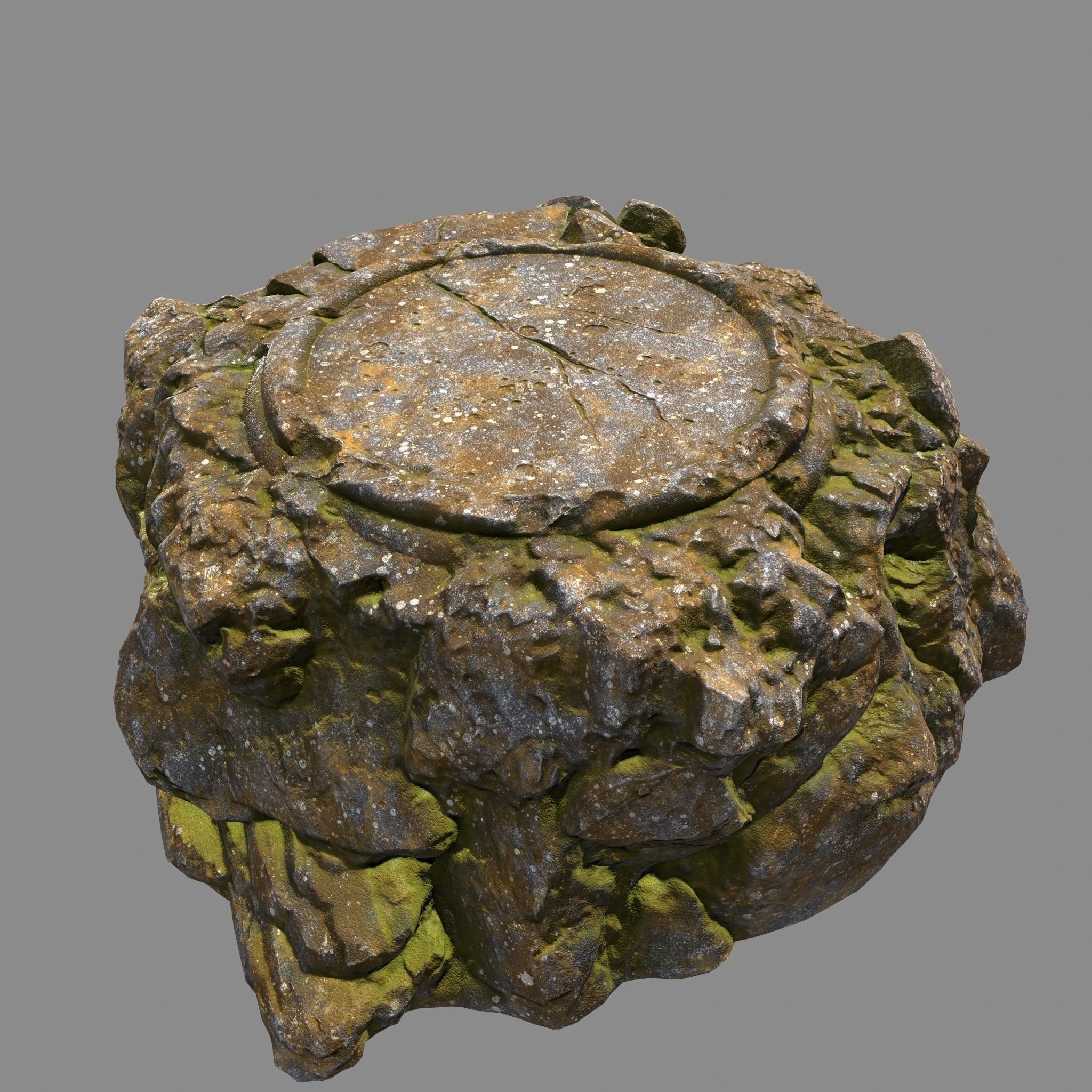 Temple rock with steps Low-poly 3D model_9