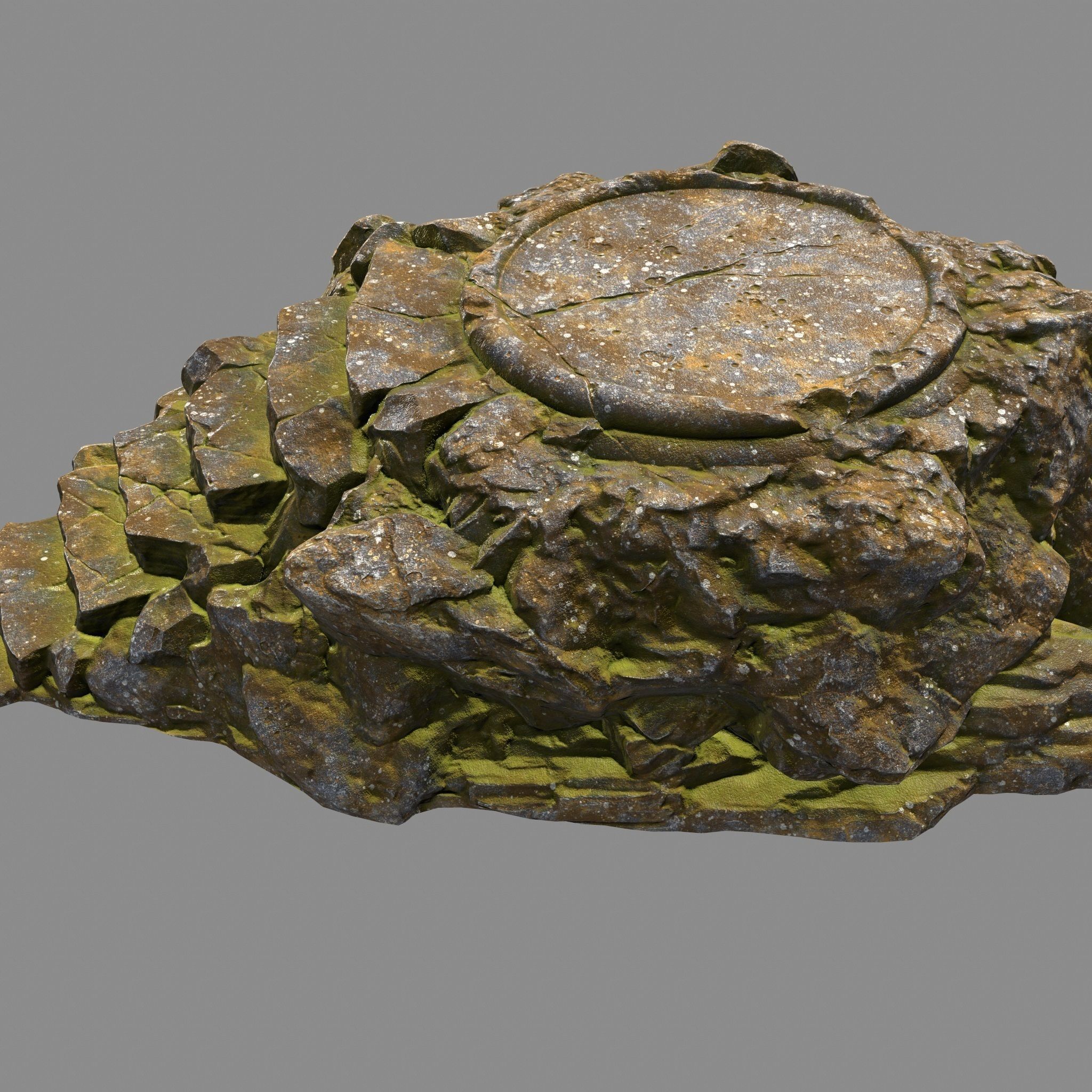 Temple rock with steps Low-poly 3D model_11