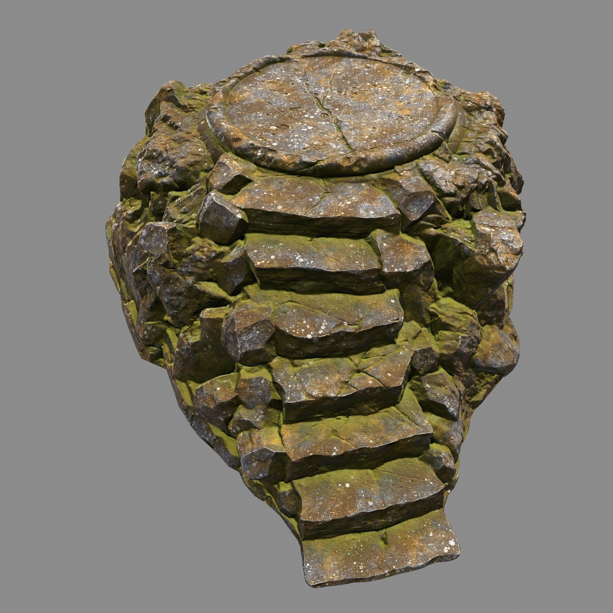 Temple rock with steps Low-poly 3D model_1