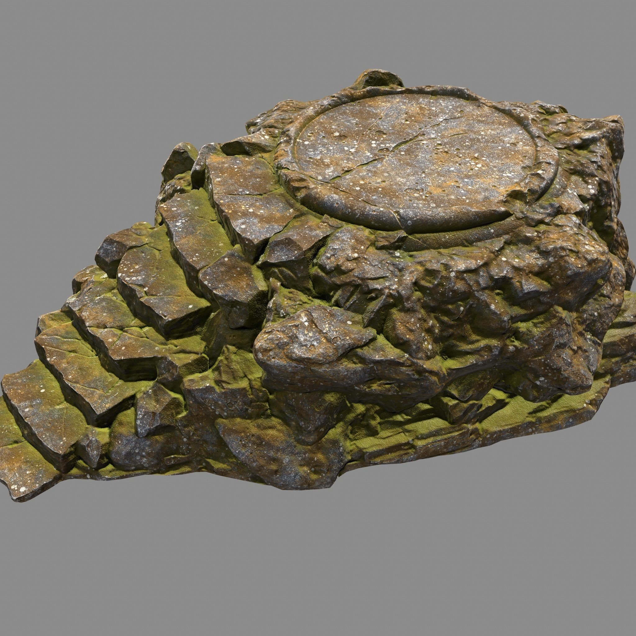 Temple rock with steps Low-poly 3D model_5