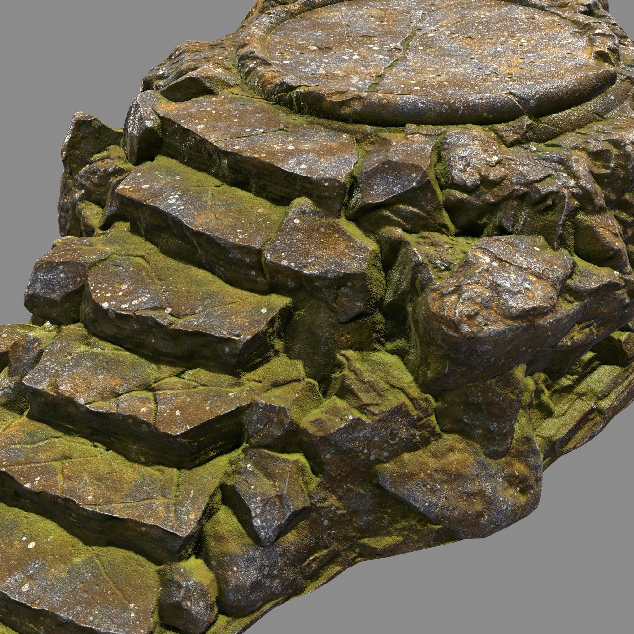 Temple rock with steps Low-poly 3D model_7