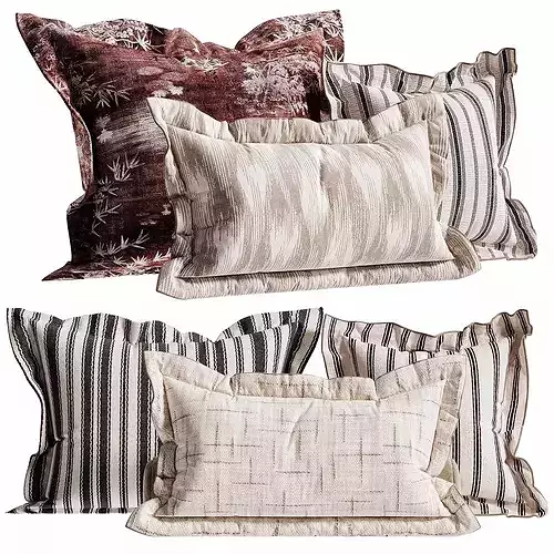 Decorative Pillow Set 02 Low-poly 3D model 4