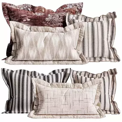 Decorative Pillow Set 02 Low-poly 3D model