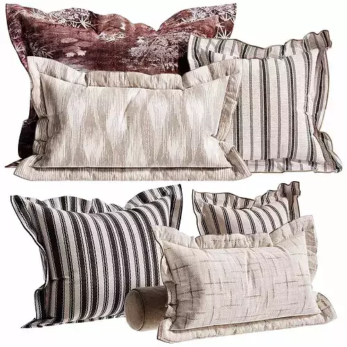 Decorative Pillow Set 02 Low-poly 3D model 3